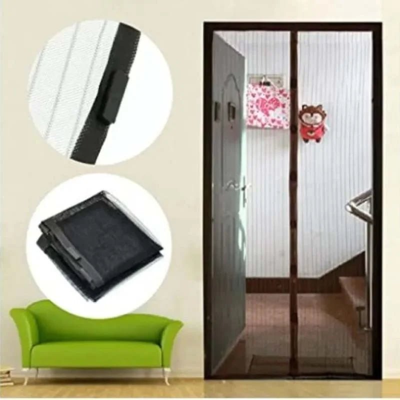 Hands - Free Retractable Magnetic Door Mesh | Magic Mesh Screen Door with Magnetic Closure - jnty.pk