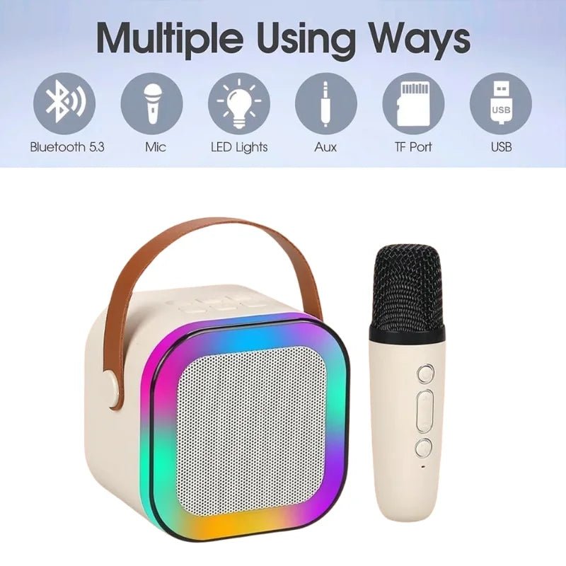 Karaoke Portable Wireless Bluetooth Speaker with Microphone Sound System for Singing and Parties (Random Color) - jnty.pk