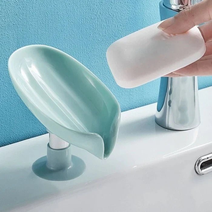 Leaf - Shaped Self - Draining Soap Holder | Stylish Waterfall Design with Suction Base for Bathroom & Kitchen | Random Colors - jnty.pk