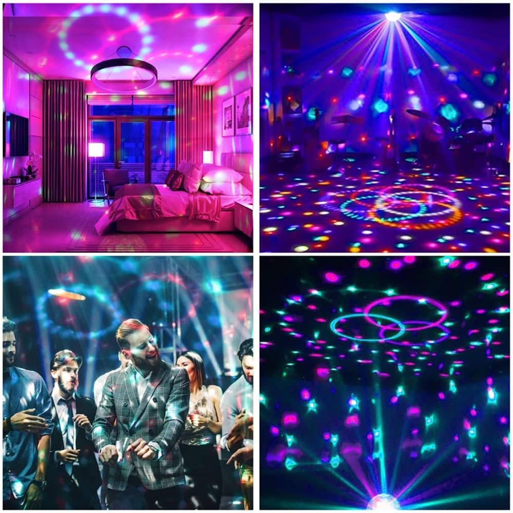 LED Disco Party Lights Crystal Magic Ball 3W RGB | Colorful Projection Lamp for Parties & Events - jnty.pk