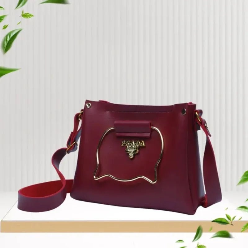 Maroon Elegant Cat Handle Handbag for Girls & Ladies | Stylish Shoulder & Crossbody Bag with Gold Accents | Adjustable Strap - jnty.pk