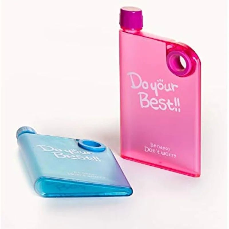 Pink Ultra Slim Notebook Style Water Bottle 380ml | Portable Memo Bottle for Travel, School & Office - jnty.pk