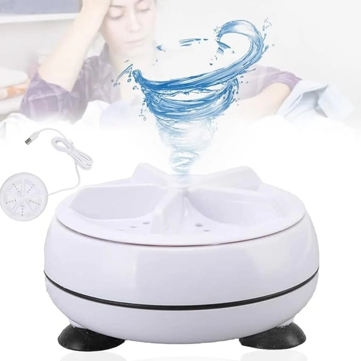Portable USB Mini Turbo Washer | Ultrasonic Travel Washing Machine for Socks, Underwear & Dishes - jnty.pk