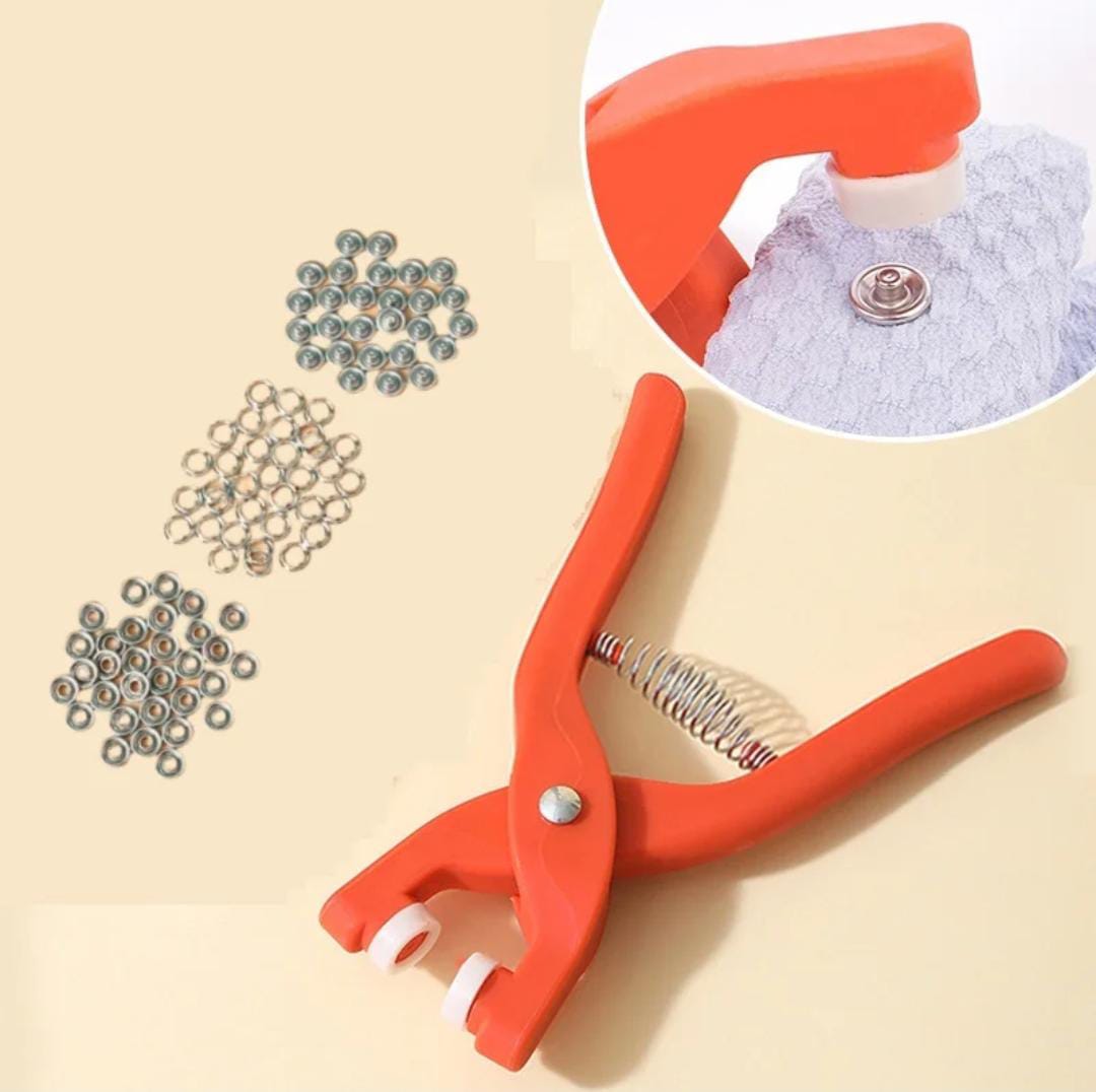 Tich Button Machine Plier with 25 Plastic Snap Buttons | DIY Sewing & Craft Tool - jnty.pk