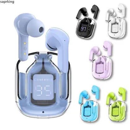 Air31 Earbuds Wireless | Crystal Transparent Bluetooth 5.3 | LED Display | Heavy Bass Stereo Sound - jnty.pk