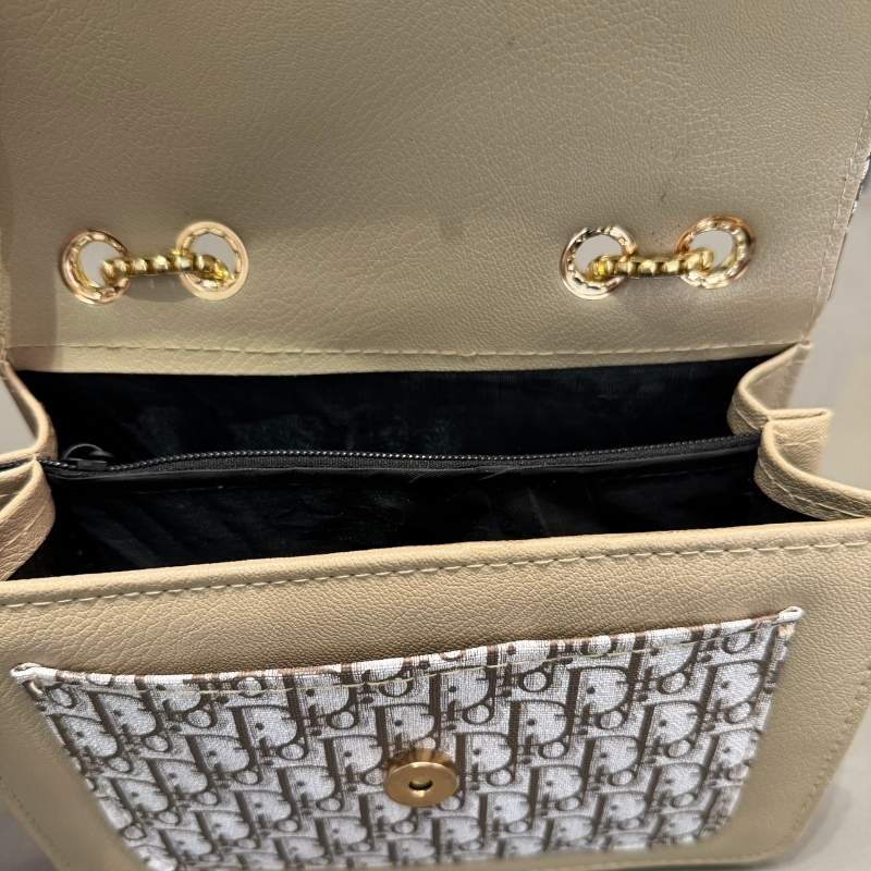 Beige | Dior Oblique Canvas & Leather Flap Clutch | Luxury Designer Handbag for Women - jnty.pk