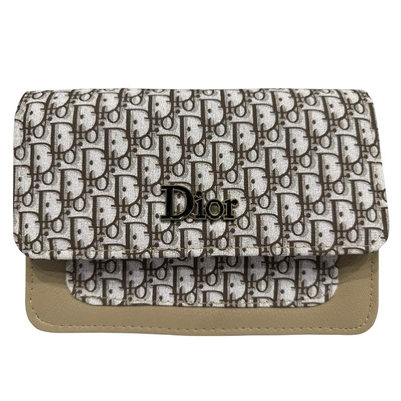 Beige | Dior Oblique Canvas & Leather Flap Clutch | Luxury Designer Handbag for Women - jnty.pk
