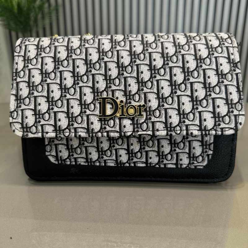 Black | Dior Oblique Canvas & Leather Flap Clutch | Luxury Designer Handbag for Women - jnty.pk