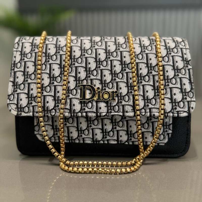 Black | Dior Oblique Canvas & Leather Flap Clutch | Luxury Designer Handbag for Women - jnty.pk