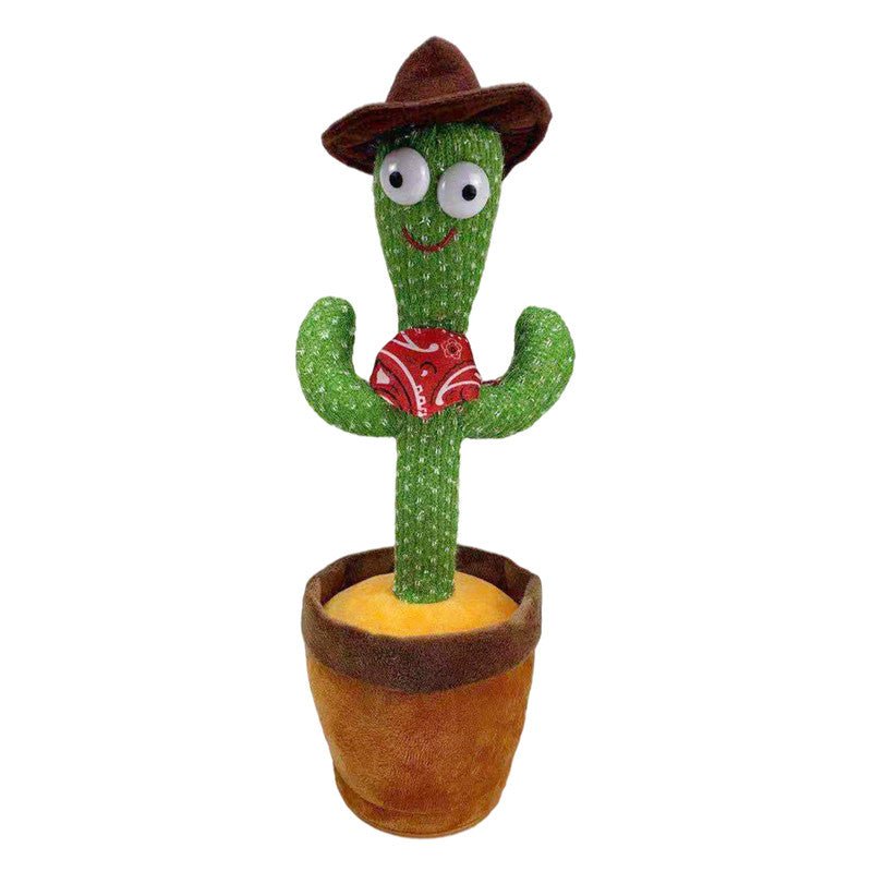 Dancing Cactus Toy – Singing, Talking, Voice Recording Plush with USB Rechargeable Function – Fun Educational Gift for Babies and Kids (Ages 6 Months & Up) - Rechargeable - With Cap - jnty.pk