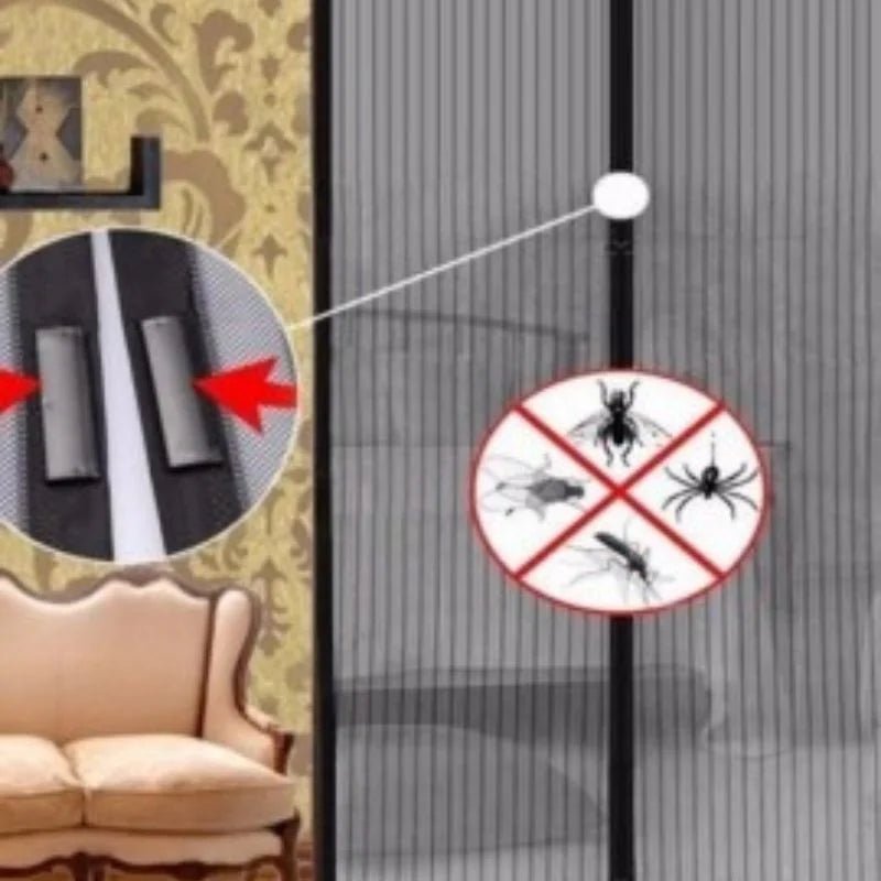 Hands - Free Retractable Magnetic Door Mesh | Magic Mesh Screen Door with Magnetic Closure - jnty.pk