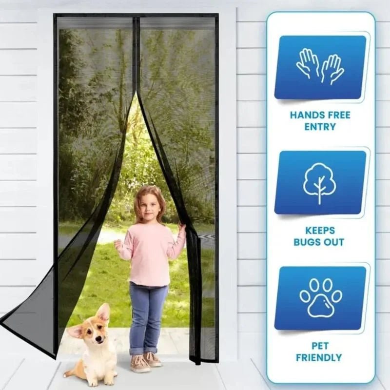 Hands - Free Retractable Magnetic Door Mesh | Magic Mesh Screen Door with Magnetic Closure - jnty.pk