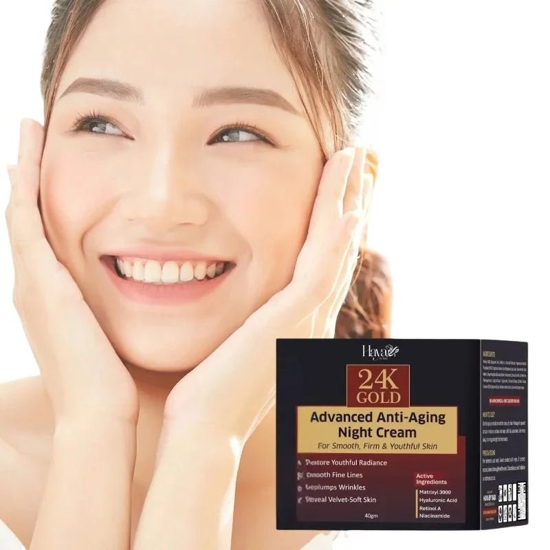Haya 24K Gold Advanced Anti - Aging Night Cream with Retinol Hyaluronic Acid and Niacinamide - jnty.pk