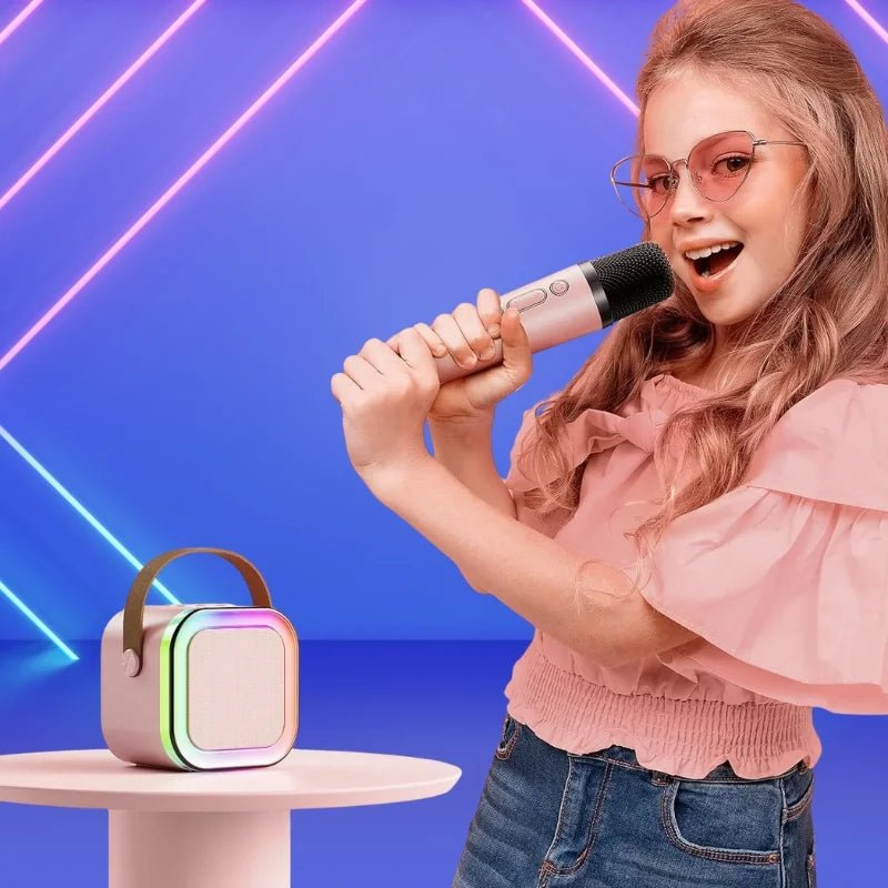 Karaoke Portable Wireless Bluetooth Speaker with Microphone Sound System for Singing and Parties (Random Color) - jnty.pk