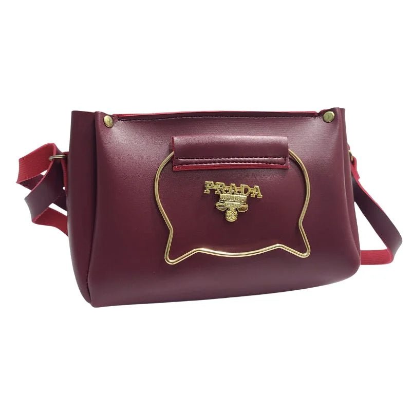 Maroon Elegant Cat Handle Handbag for Girls & Ladies | Stylish Shoulder & Crossbody Bag with Gold Accents | Adjustable Strap - jnty.pk