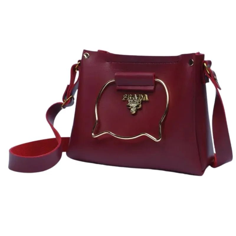 Maroon Elegant Cat Handle Handbag for Girls & Ladies | Stylish Shoulder & Crossbody Bag with Gold Accents | Adjustable Strap - jnty.pk