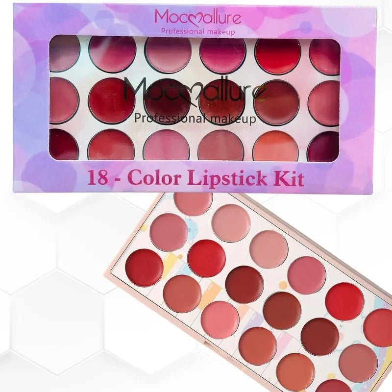 Moccallure Professional 18 - Colors Lipstick Kit | Long - Lasting, Hydrating & Compact Makeup Palette - jnty.pk
