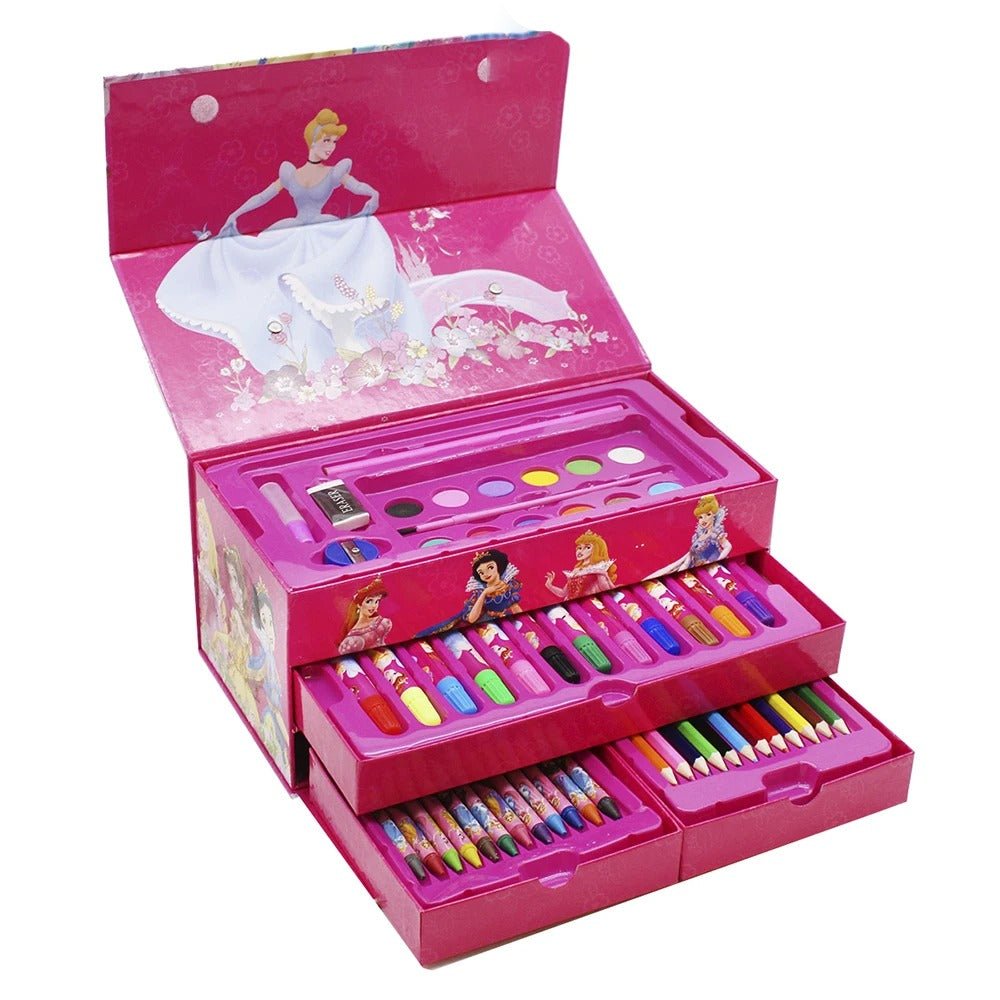 Multi Colour 54 Pieces Kids Art Artist Set In A Box With Drawers Pens Pencils Crayons Paints Providing Creative Designs - Boys - jnty.pk