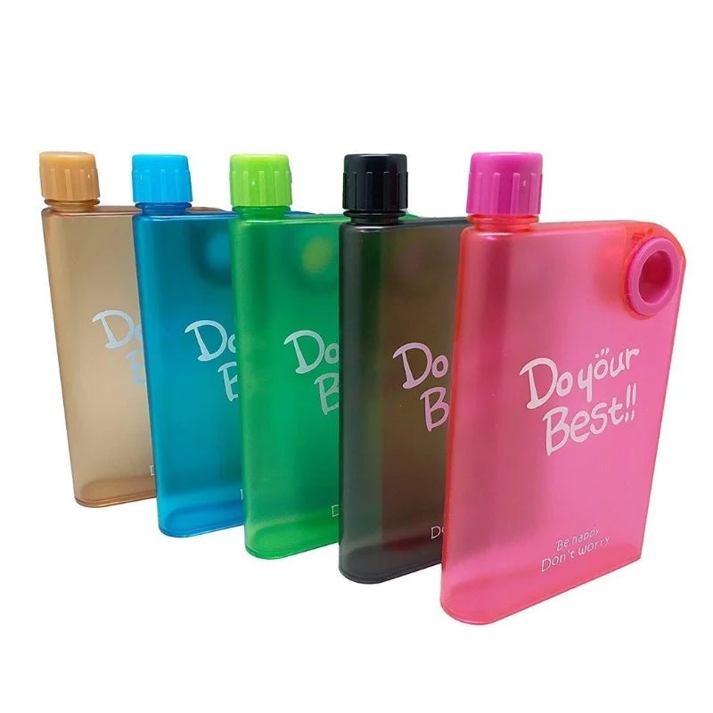 Pink Ultra Slim Notebook Style Water Bottle 380ml | Portable Memo Bottle for Travel, School & Office - jnty.pk