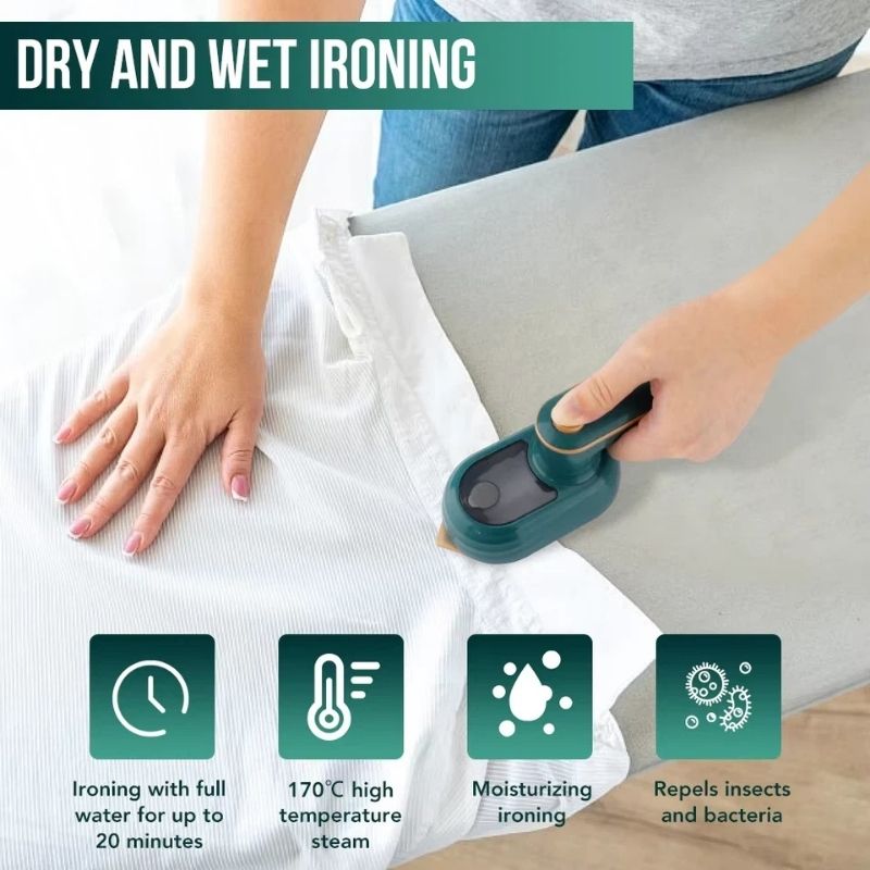 Portable Mini Steam Iron | Handheld Garment Steamer Wrinkle Remover Travel - Friendly - jnty.pk