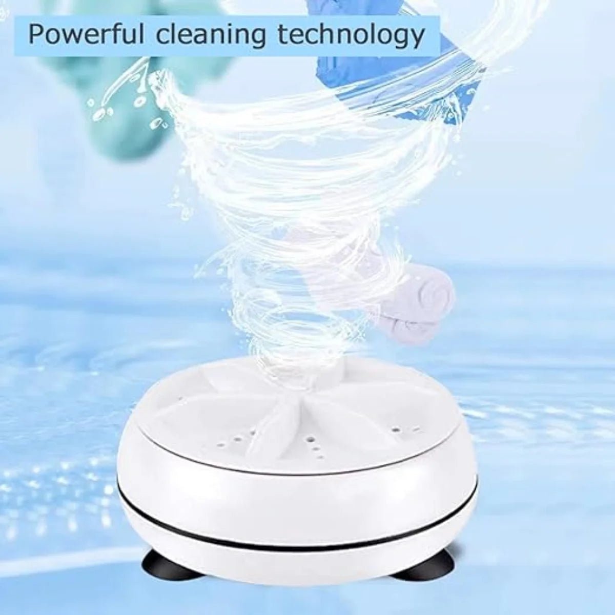 Portable USB Mini Turbo Washer | Ultrasonic Travel Washing Machine for Socks, Underwear & Dishes - jnty.pk