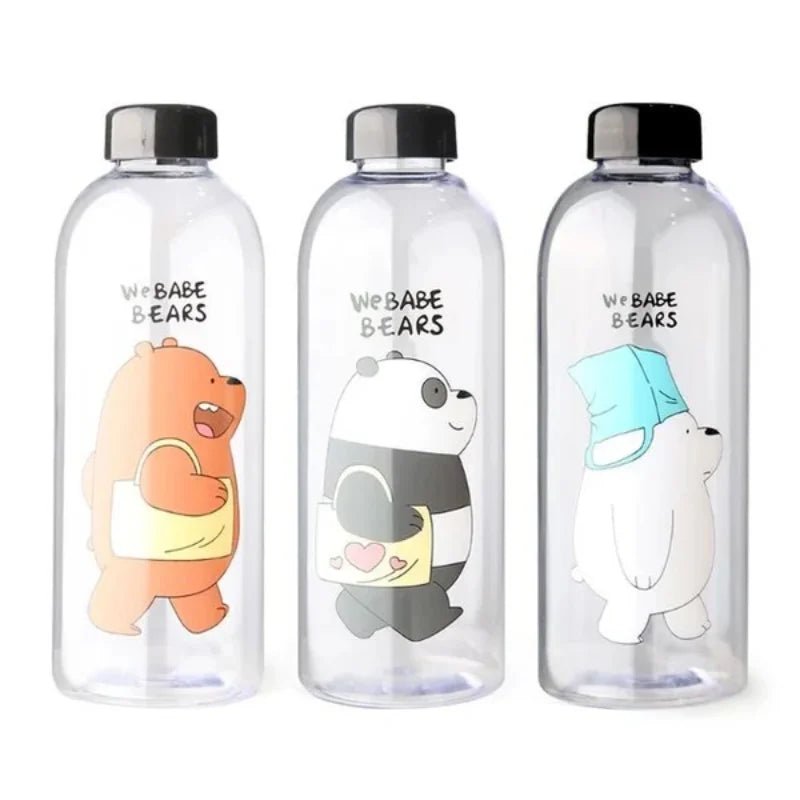 We Babe Bears Frosted Plastic Water Bottle with Straw 1000ml | Leakproof BPA - Free Cute Hydration Bottle - jnty.pk